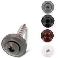 Так выглядит Саморез нержавеющий с полупотайной головкой с шайбой EPDM окрашенный в цвет RAL Art. 9087