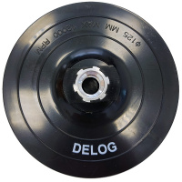 Фото Опорная тарелка 125 мм тонкая с липучкой для УШМ и дрелей Delog