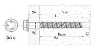 Так выглядит Анкер шуруп R-LX RAWLPLUG