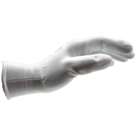 Фото Перчатки защитные трикотажные, покрыты полиуретаном, White PU, р. 9